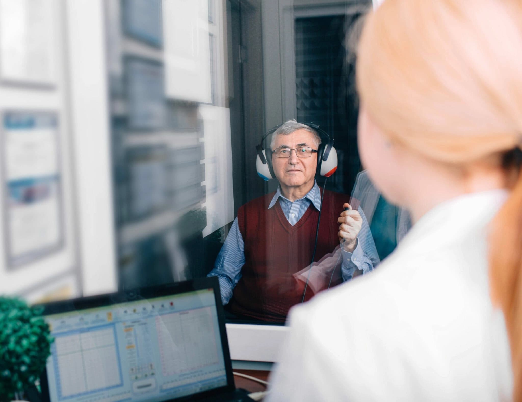 Man taking a hearing test