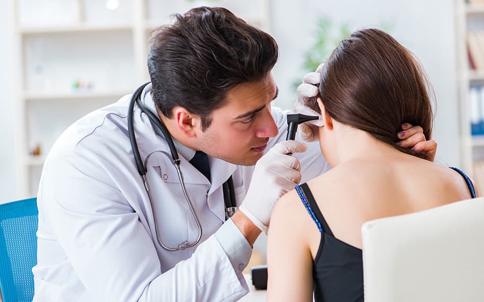 Child getting ears checked