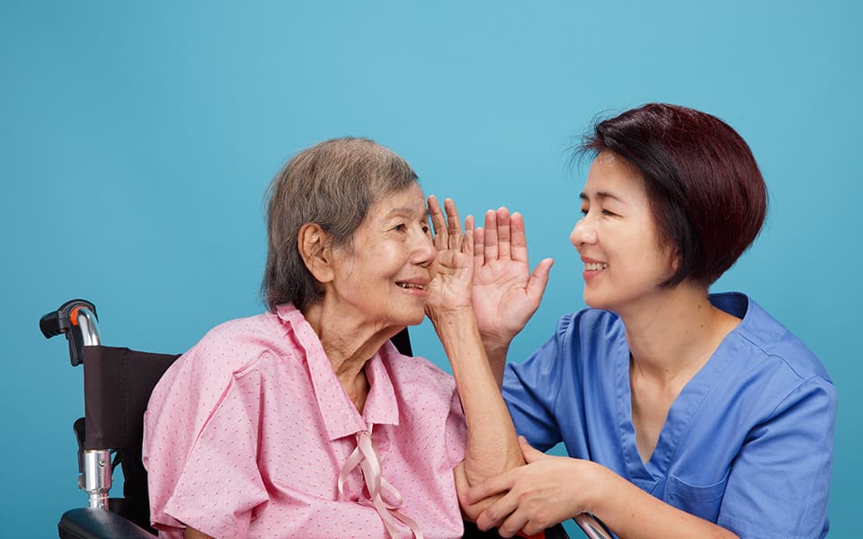 nurse with elderly patient