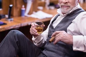 Image of senior man smoking