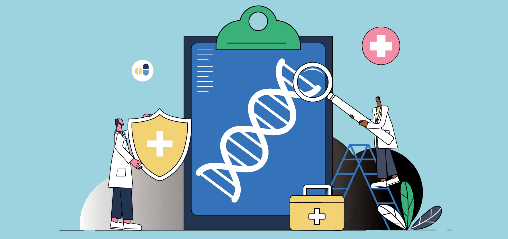 illustration of medical analysis items