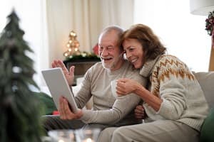seniors video chatting during the holidays
