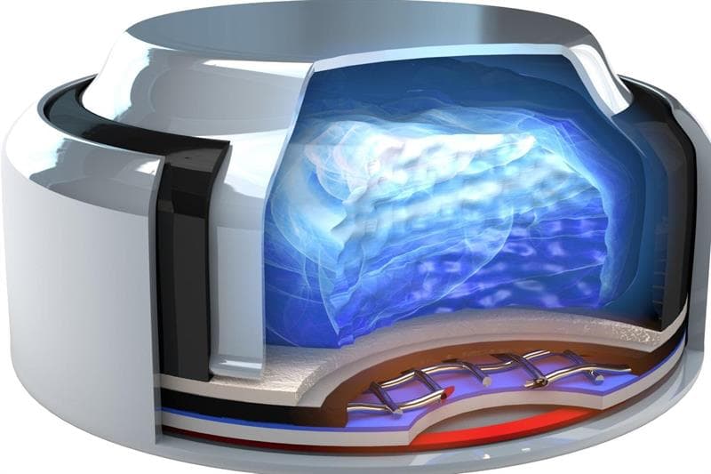 Cross section graphic of hearing aid battery